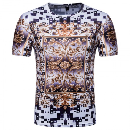 Men's 3D Printing Short-Sleeved T-Shirt Palace Style Printing Casual T-Shirt